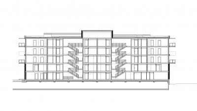 Steinbockallee, Rum, Haus 1 Längsschnitt