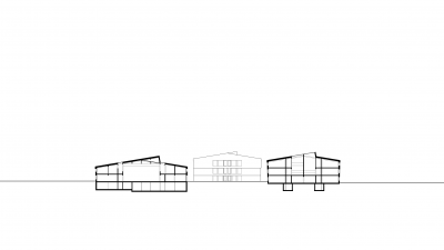 Schmuttertal Gymnasium, Diedorf, Schnitt Aula + Klassenhaus 1