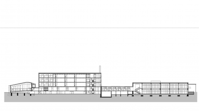 Textilschule, Dornbirn, Längsschnitt