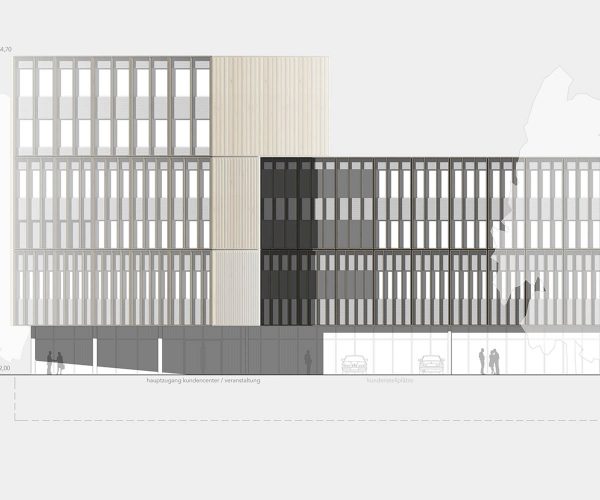 Verwaltungsgebäude TWS, Ravensburg | Plan Ansicht HK Architekten, Querformat ZT GmbH